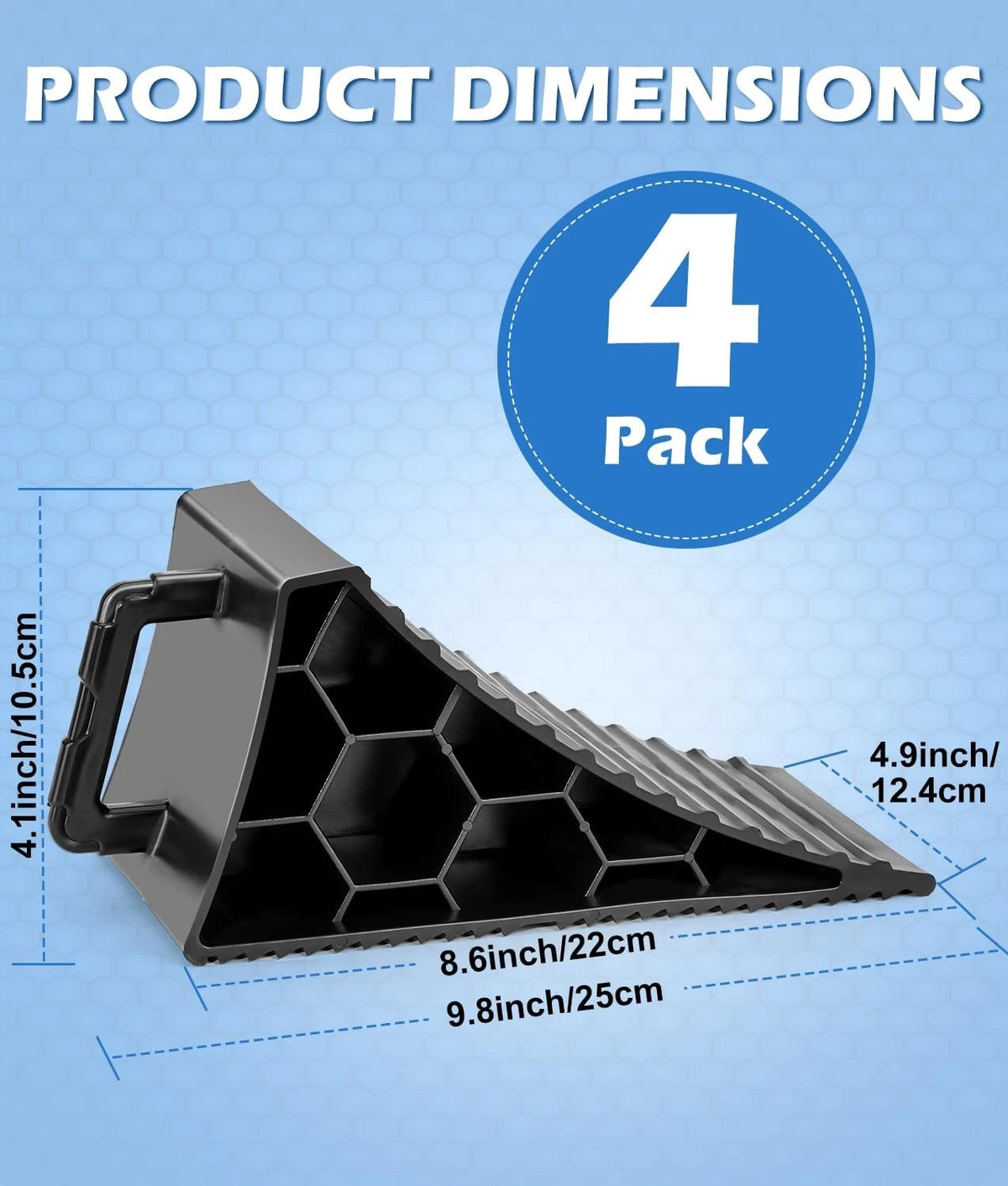 Set of 4 Wheel Chocks with Handles for RV Trailer Camper Car Truck
