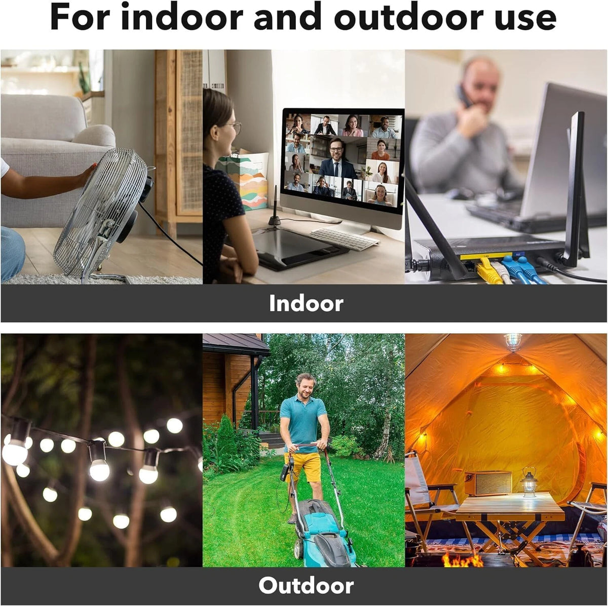 8/15FT Outdoor Extension Cord for Outdoor Use (Water & Weather Resistant)