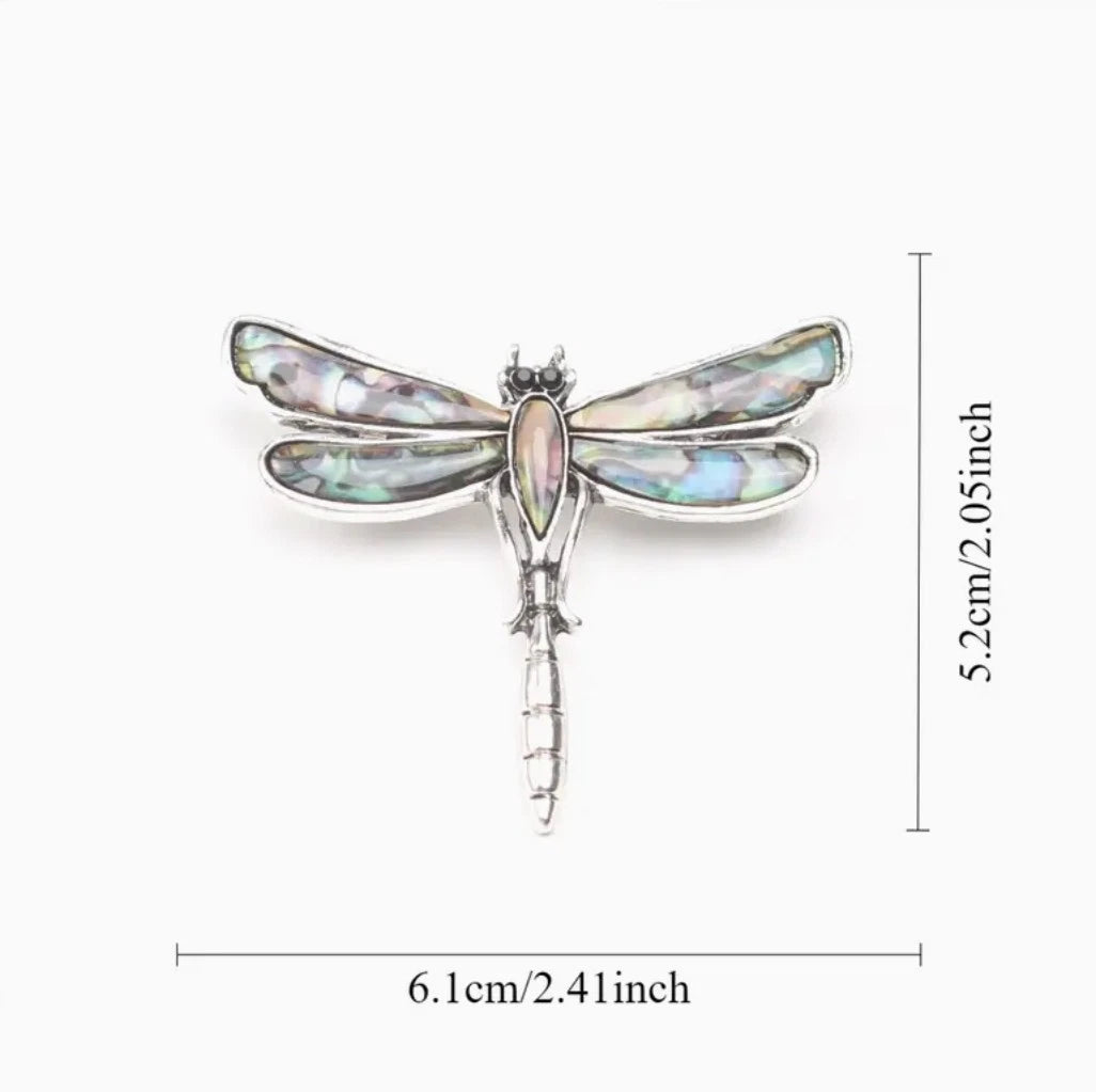 Vintage Dragonfly Alloy Brooch Pin Necklace for Abalone (Valentines Day)