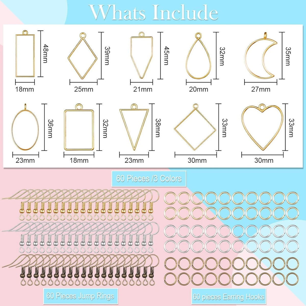 180 Pieces Open Bezels for Resin Jewelry Molds - Bronze, Gold, Silver