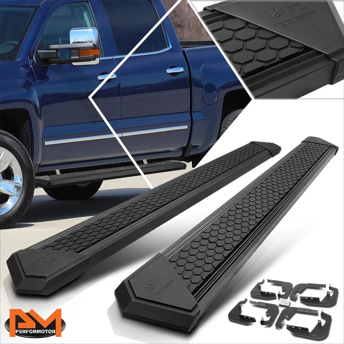 J2 8" Nerf Bar Running Board for Silverado/Sierra Crew Cab (2007–2019)