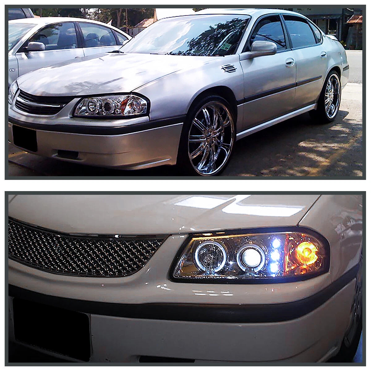 Set of 2 LED Halo Projector Headlights for Chevy Impala (2000–2005) NTR2146