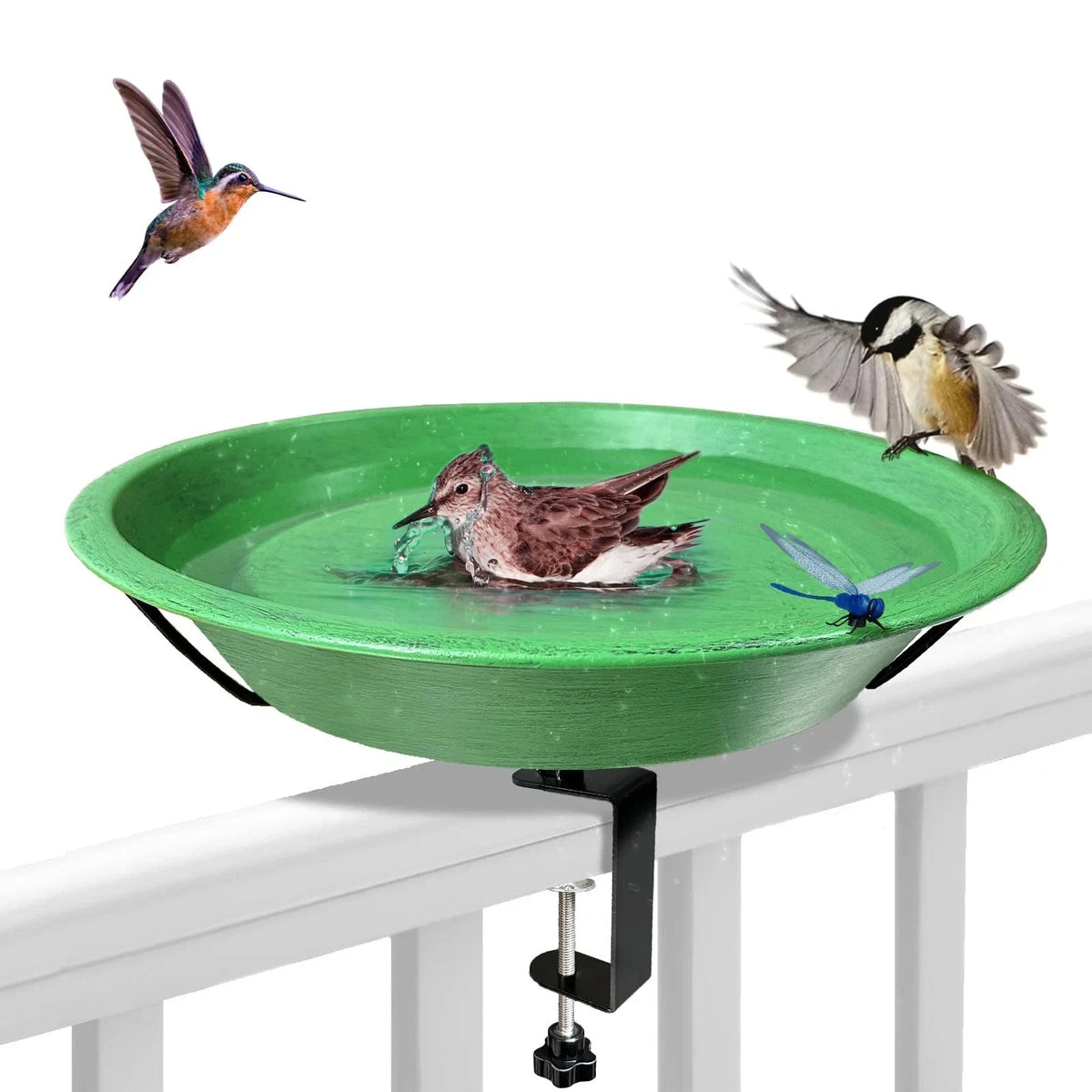 12 Inch Metal Bird Bath Bowl for Deck Mounting