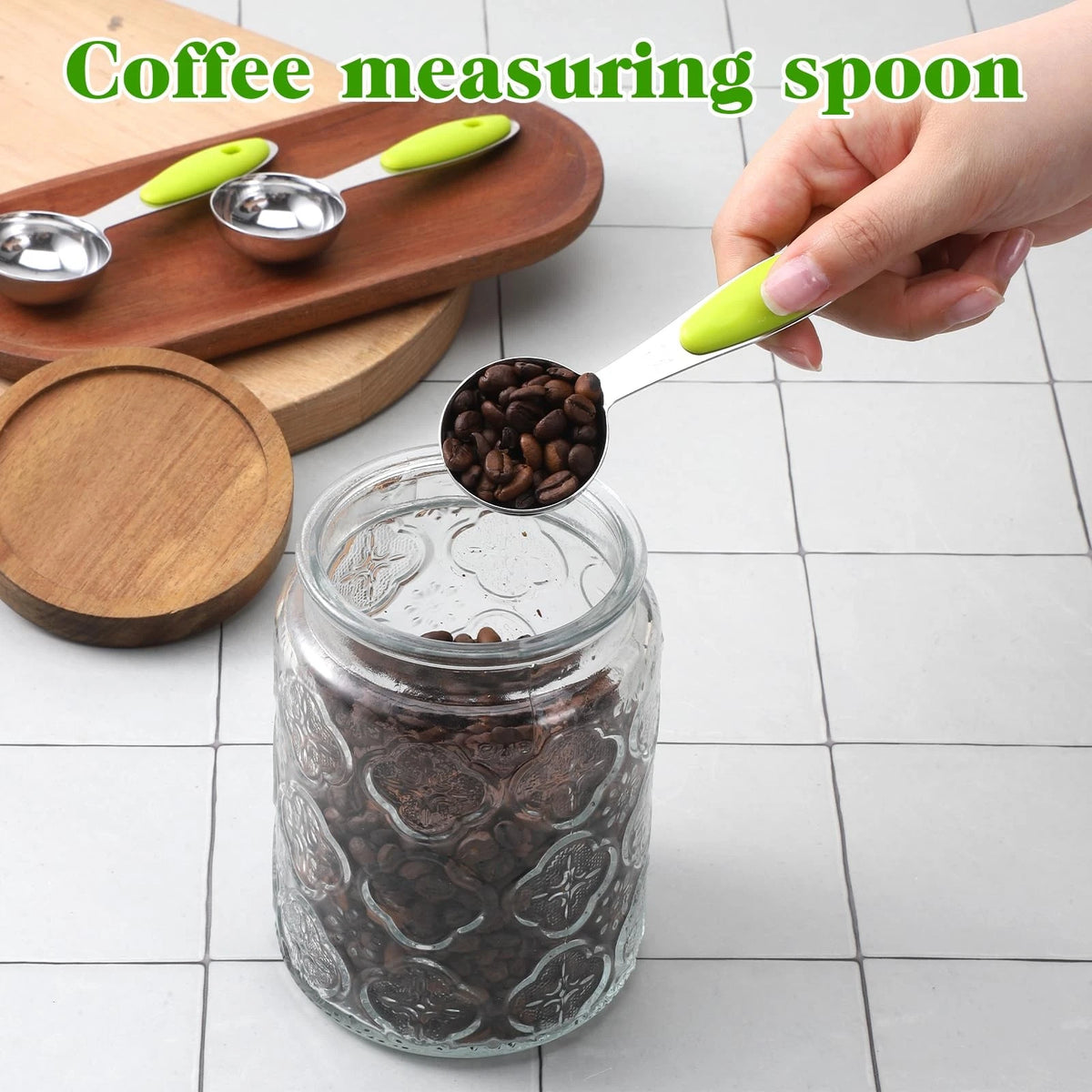 3 Pcs Measuring Spoon Set (3 tsp, 1/2 oz, 15 ml) - Medium, Green