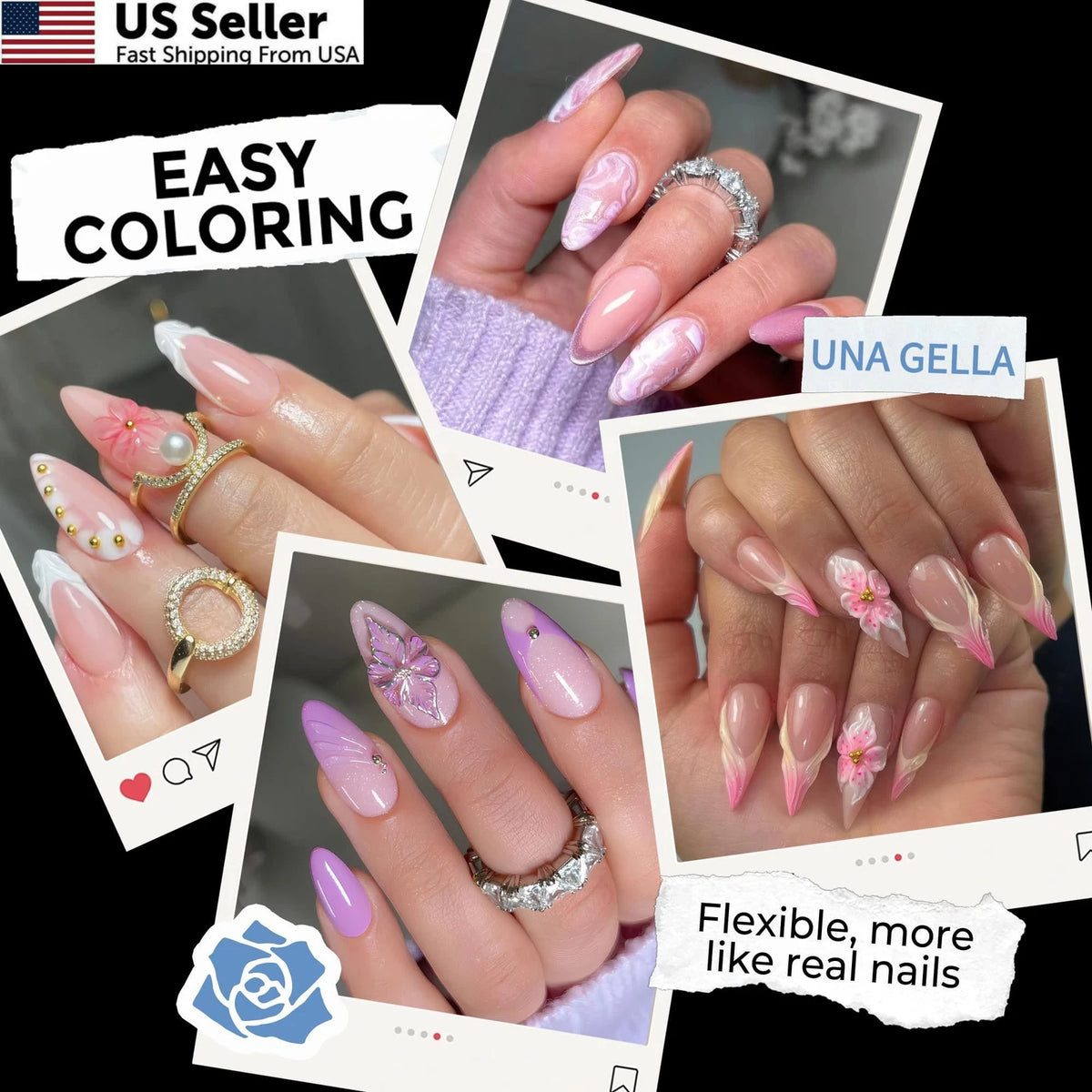 216 Clear Medium Stiletto Gel Nail Tips for Nail Art (Pack of 1)