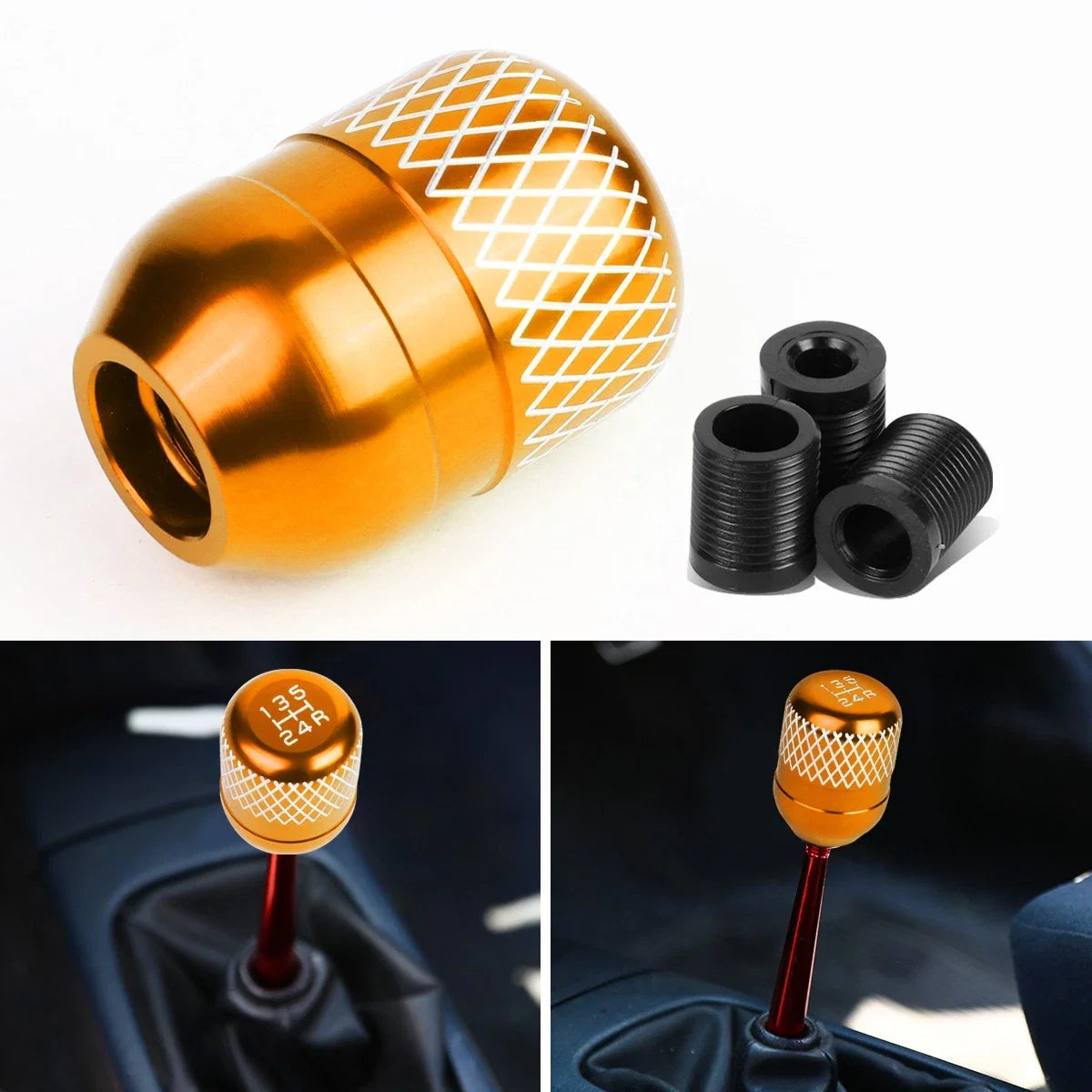 5-Speed Aluminum Shift Knob for Universal JDM Type-R (42mm) - Orange