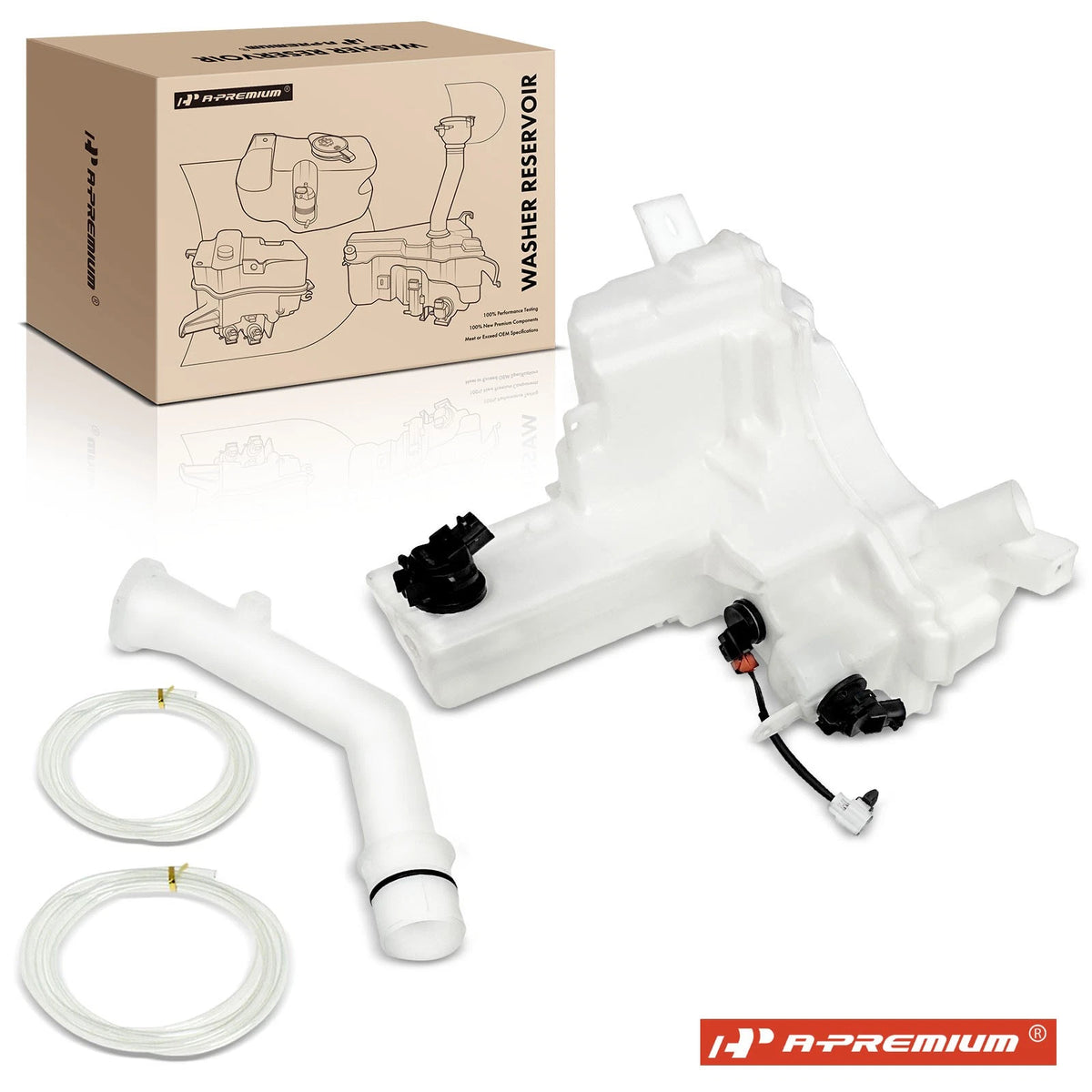 Windshield Washer Reservoir w/ Cap & Pump for Mazda 3 (2004–2009) - BN8F-67-480C, MA1288119, BN8F67480C, 603-062