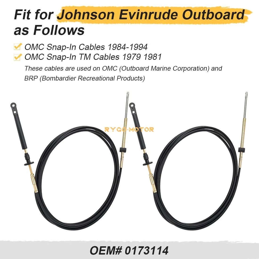 2X Throttle Control Cable for Johnson Evinrude OMC (1984–1994) 0173114