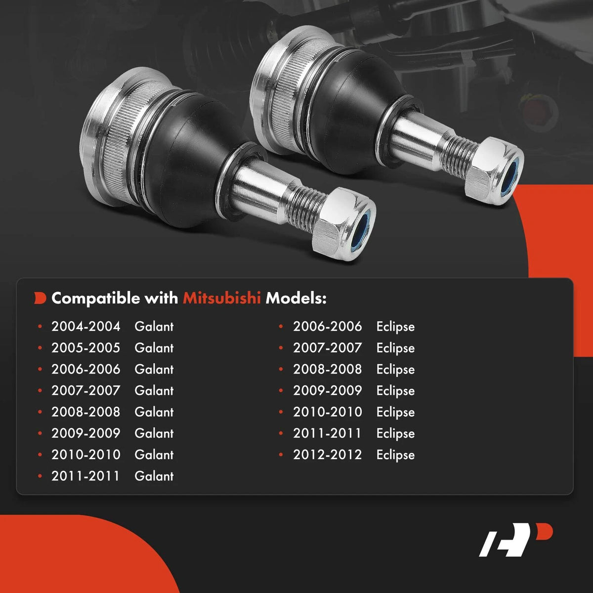 2X Front Lower Ball Joint for Mitsubishi Eclipse Galant (2004–2012) MN161706, MN161705, MN186655, MN186656