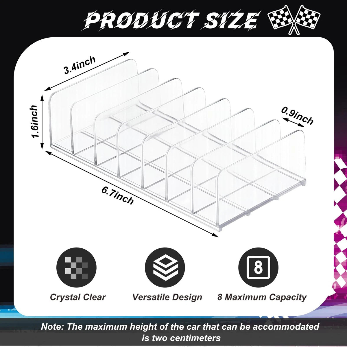 2X Display Case for 1/64 Scale Model Cars - Acrylic, Transparent