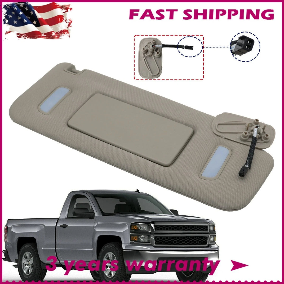 Passenger Side Sun Visor for Silverado Tahoe Yukon Suburban (2007–2014) 22850310