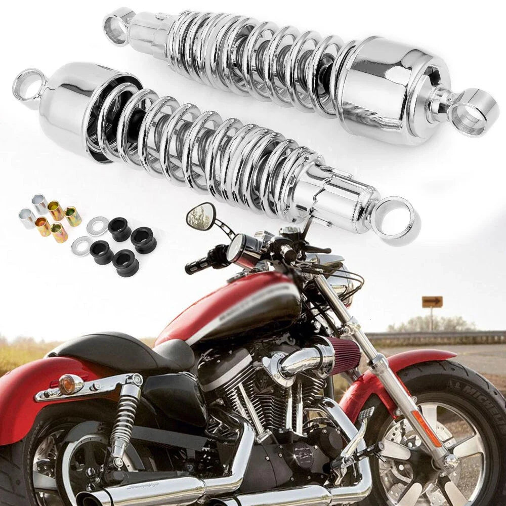 Chrome Rear Shocks for Harley Sportster 1200 Custom XL1200C (2004–2012)