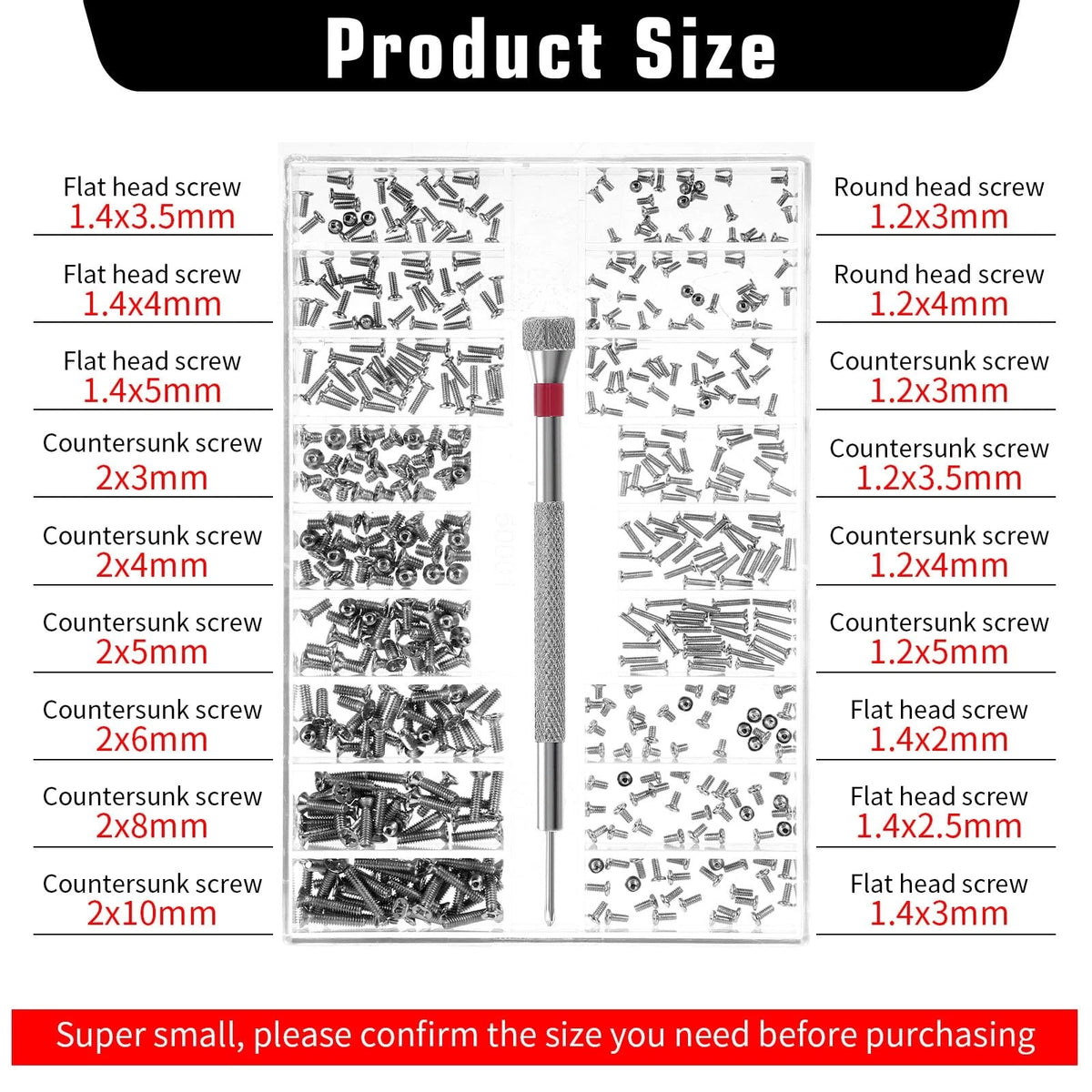 500 Pcs Small Screws for Electronics (M1.2/M1.4/M2.0) Silver