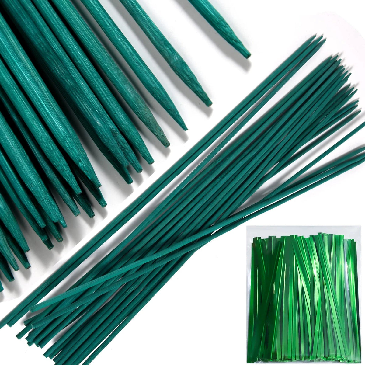50 PCS 18” Wood Plant Stakes for Garden Tomato Support (Green)