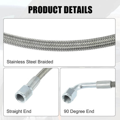 2X 12" Stainless Braided TFE Brake Line for Universal Applications