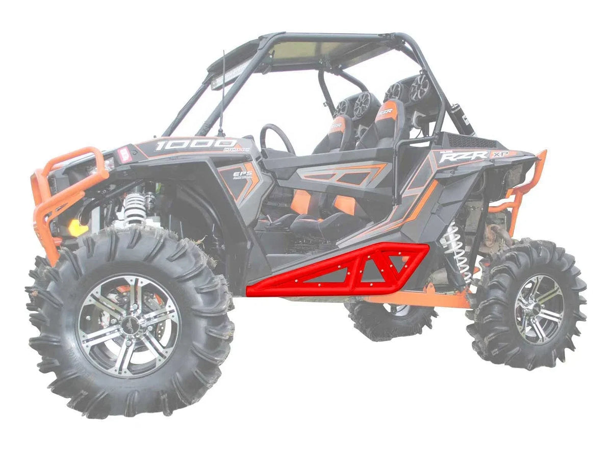 SuperATV Heavy Duty Rock Slider Nerf Bars for Polaris RZR 900/S (2015–2020) Red