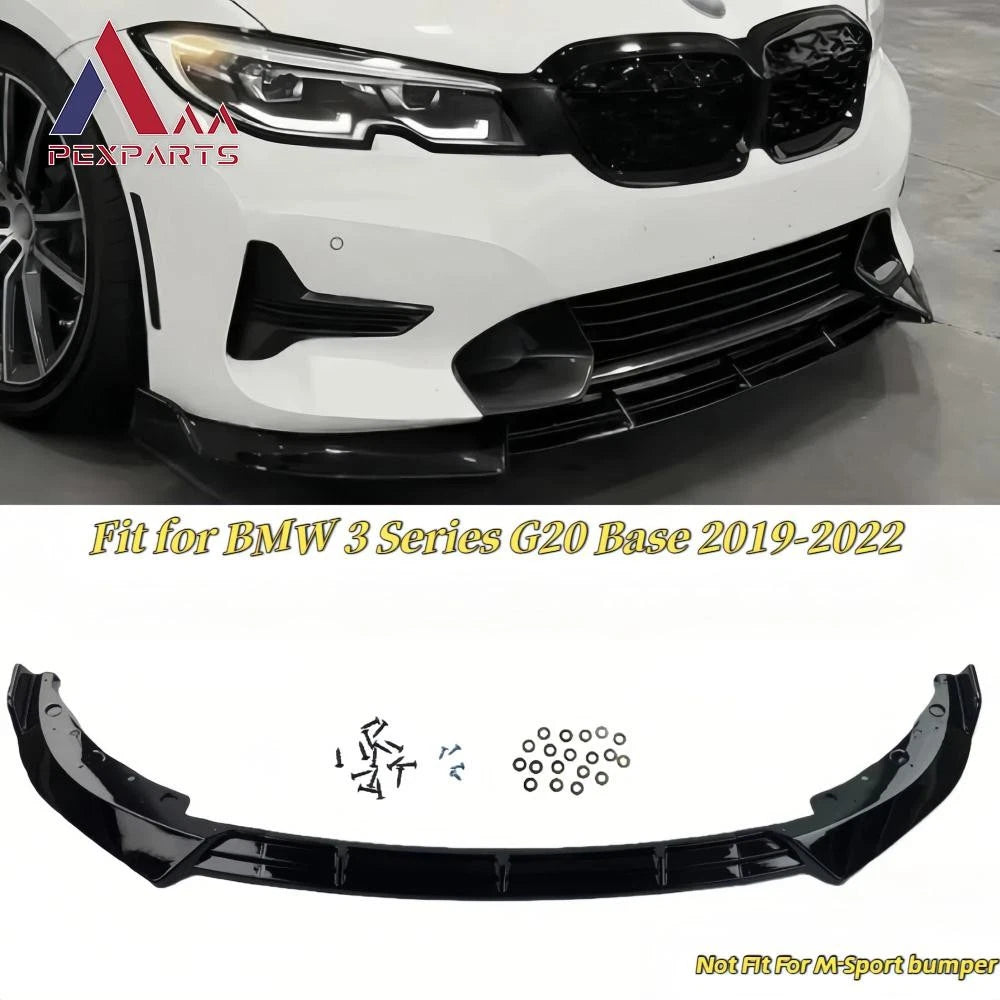 3PC V Style Front Bumper Lip for BMW 3 Series G20 (2019–2022)