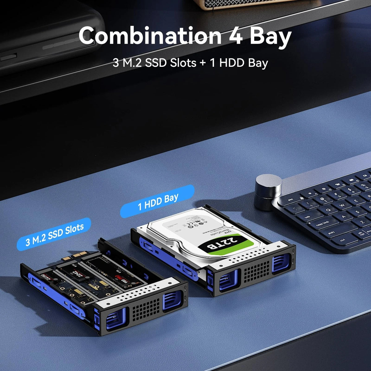 2X CENMATE 2.5/3.5" SATA HDD/SSD Enclosure for M.2 NVMe (4 Bay)