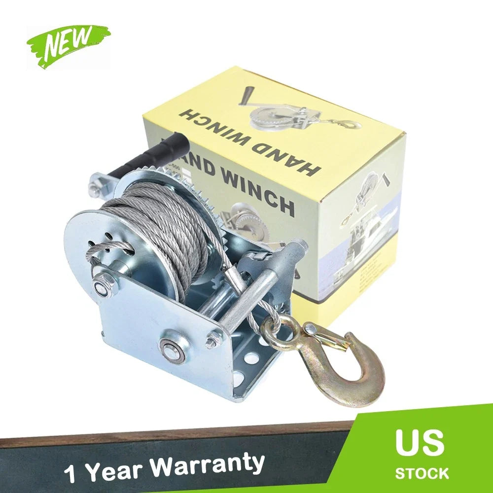 Heavy Duty Hand Winch for ATV Boat Trailer (600 lbs)