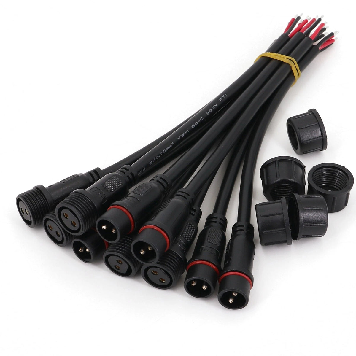 10 Pairs 2Pin Waterproof IP65 18AWG LED Strip Connectors for Automotive