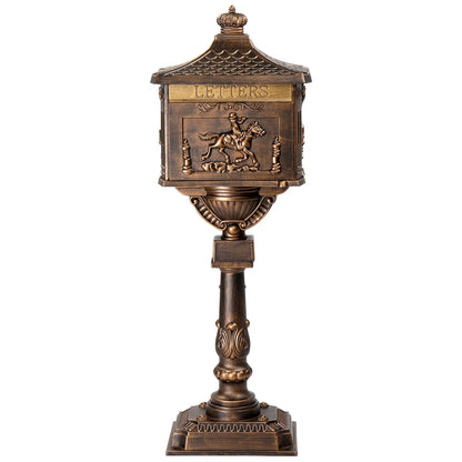 Large Mailbox with Post for Heavy Duty Cast Aluminum (Antique Bronze)