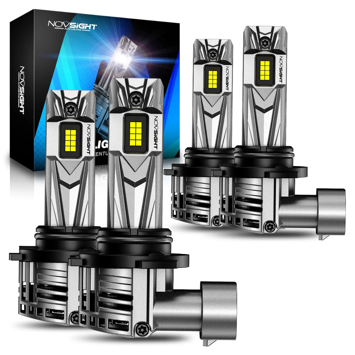 Pack of 4 NOVSIGHT LED Headlight Bulbs 18000LM 6500K 70W (11-18V)