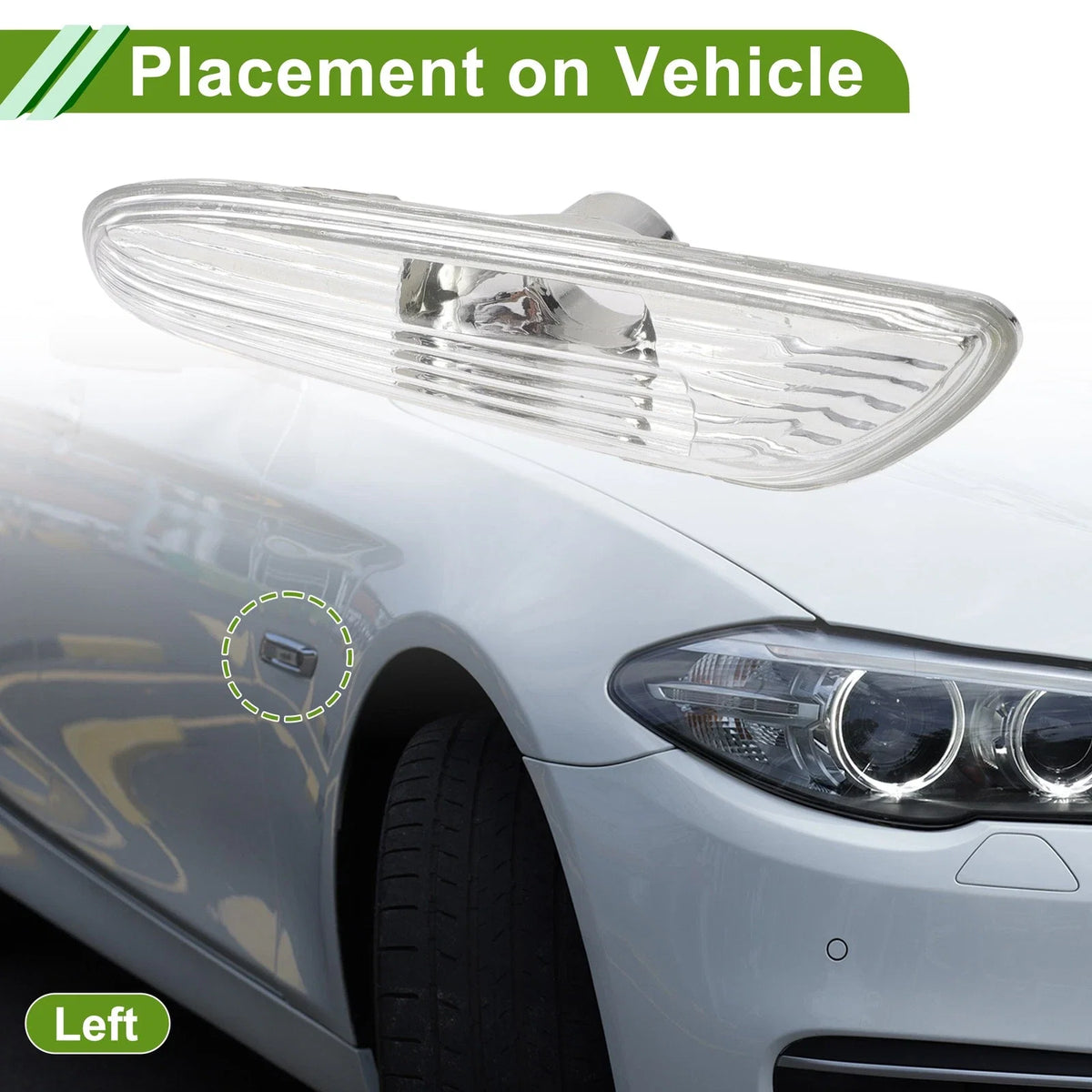1 Pc Left Side Marker Light Cover for BMW 325i (2002–2006) 63137165915 White
