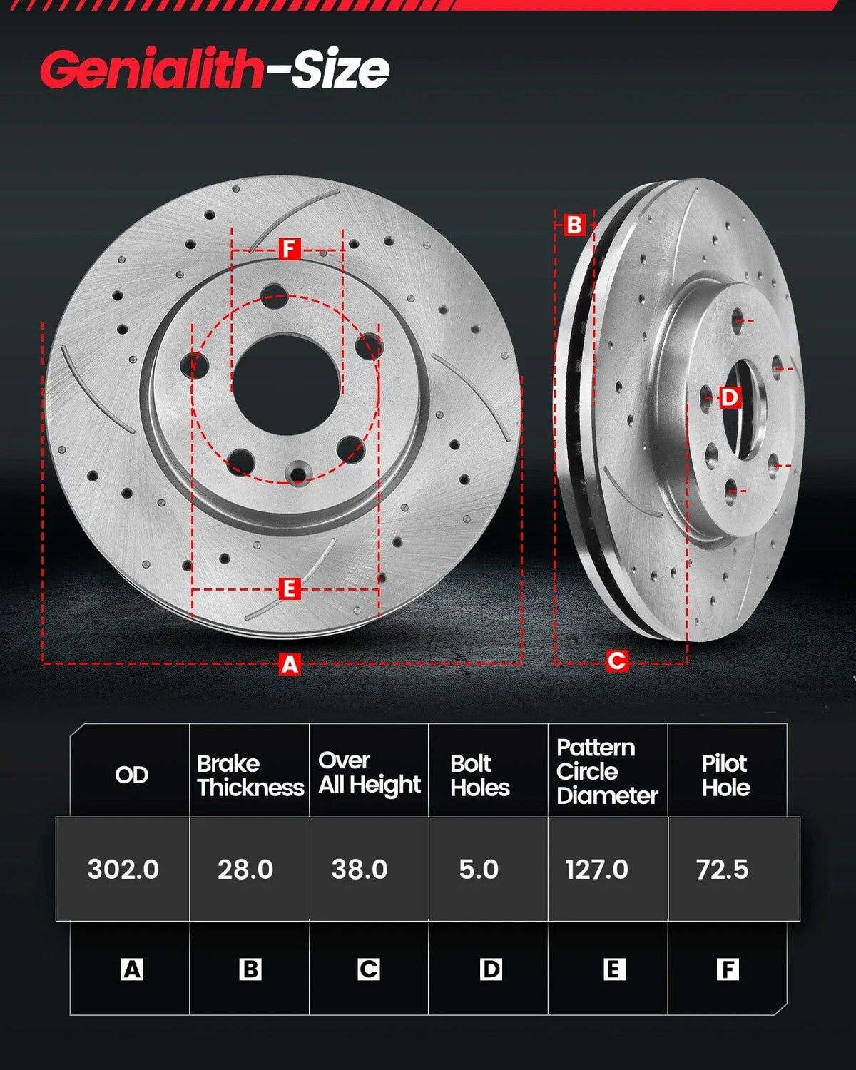 Front Disc Rotor Brake Pad for Chrysler Town & Country, Grand Caravan, Journey (2008–2016)