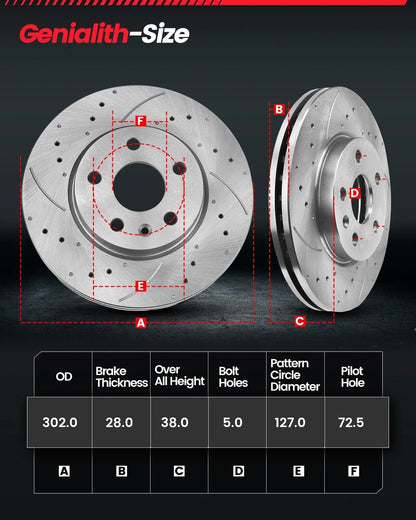 Front Disc Rotor Brake Pad for Chrysler Town & Country, Grand Caravan, Journey (2008–2016)