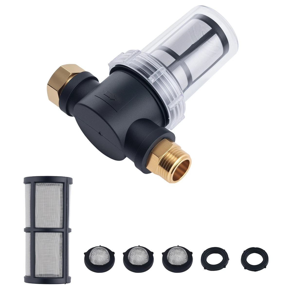Inline Water Filter for Pressure Washer with 2 Screens Rubber Gaskets