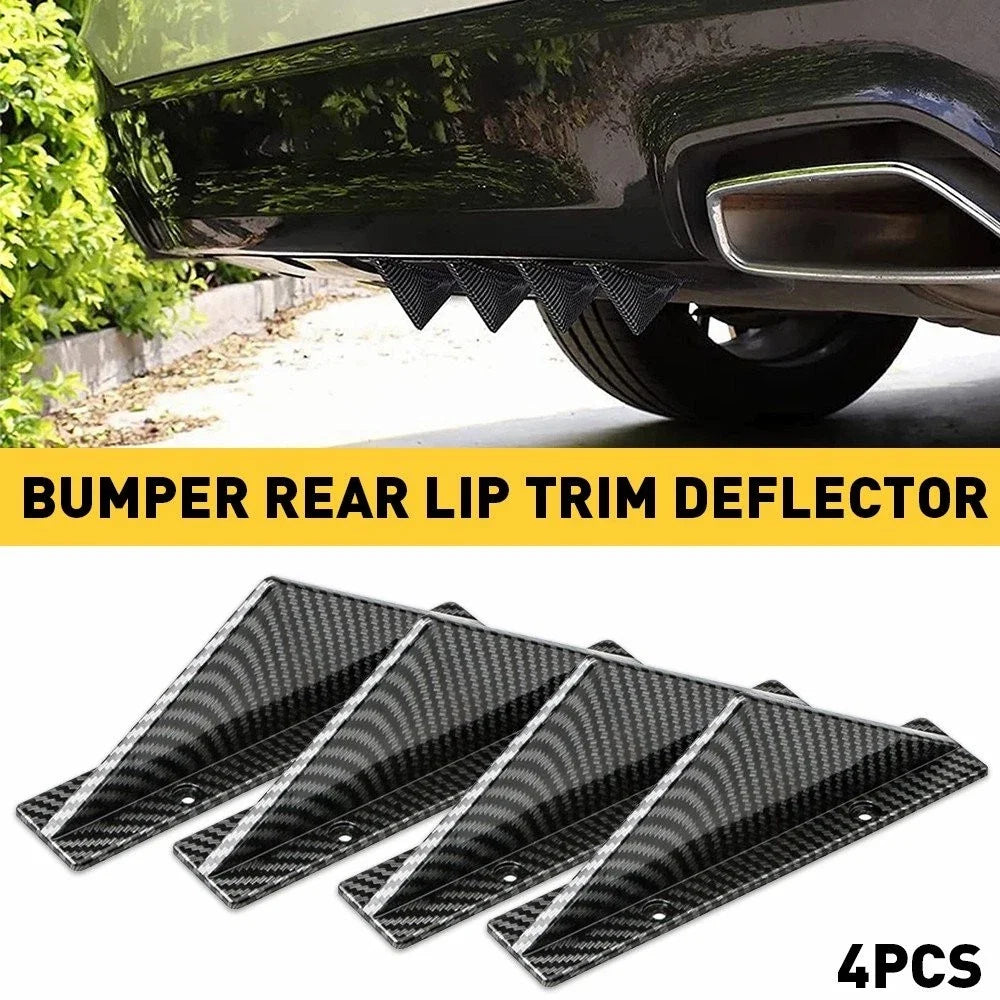 4X Carbon Fiber Look Rear Bumper Diffuser Spoiler Lip Splitter for