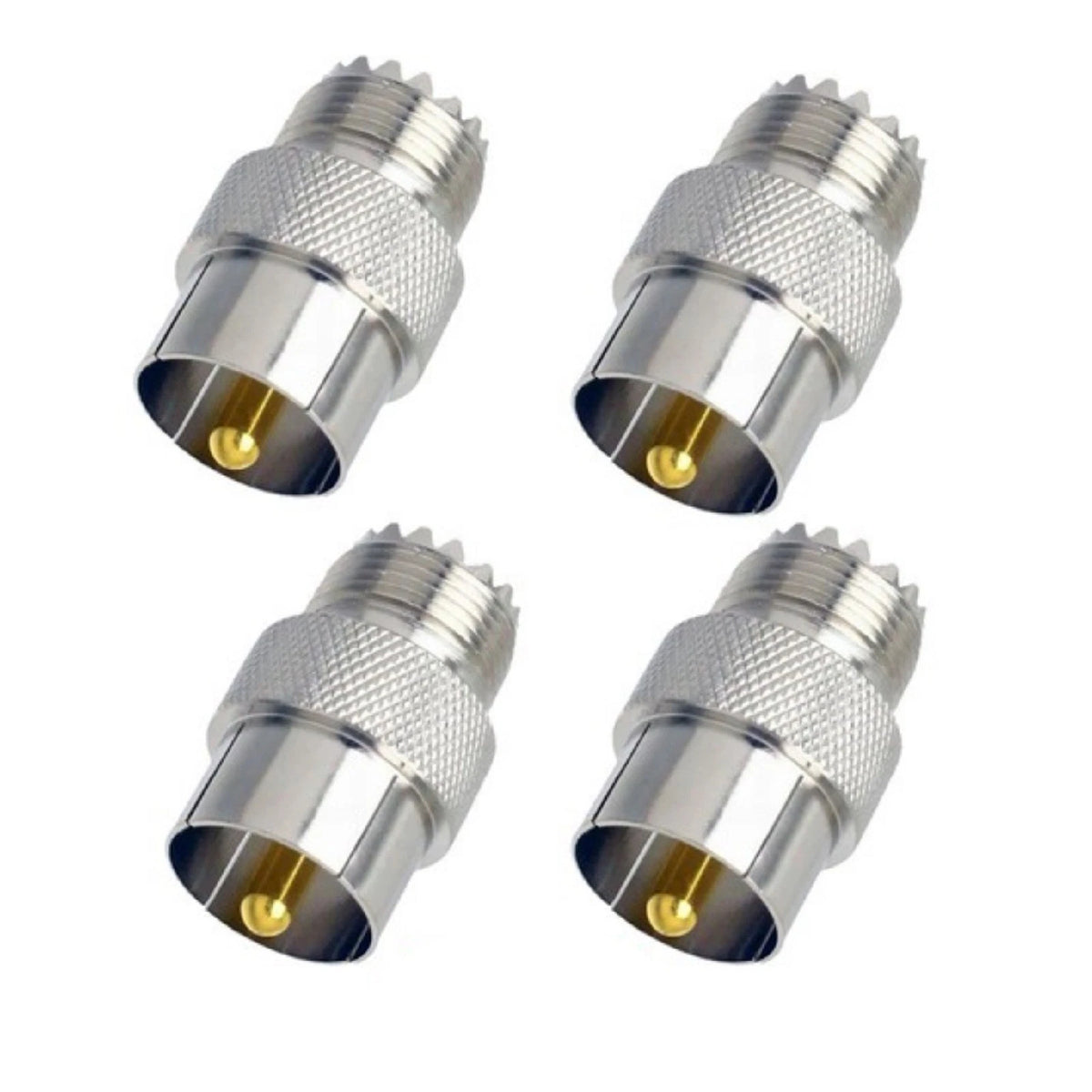 Set of 4 PL259 to SO239 Push On Adapters for Ham Radio Antenna Connector