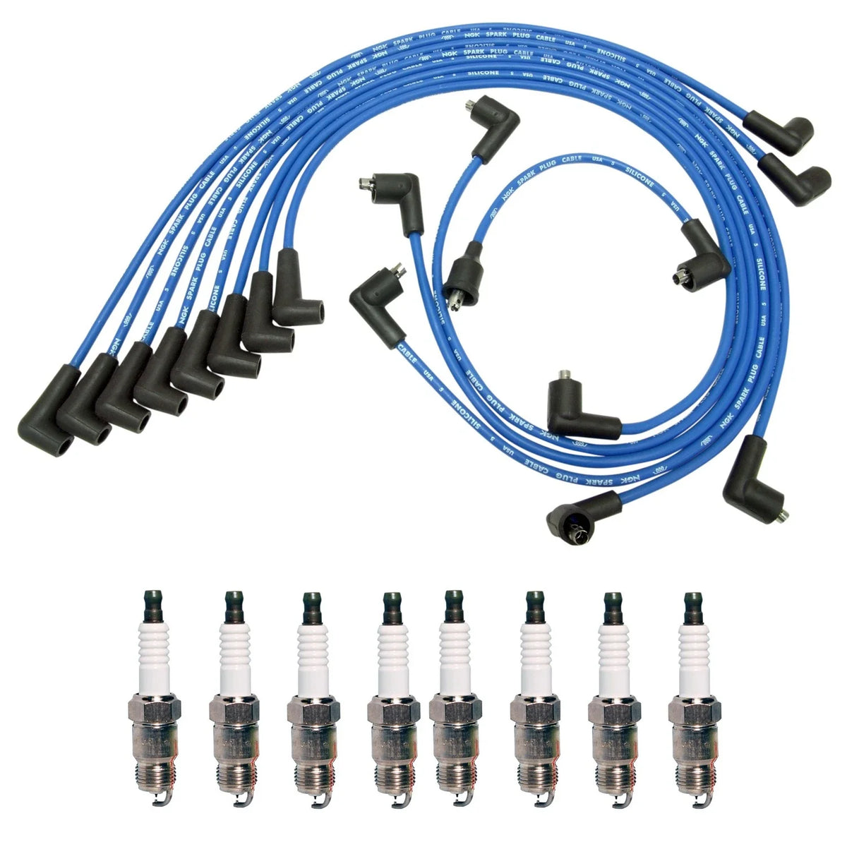 NGK 7mm Wire Set & Denso Iridium Spark Plug Kit for Bel Air Camaro Caprice (1955–1996)