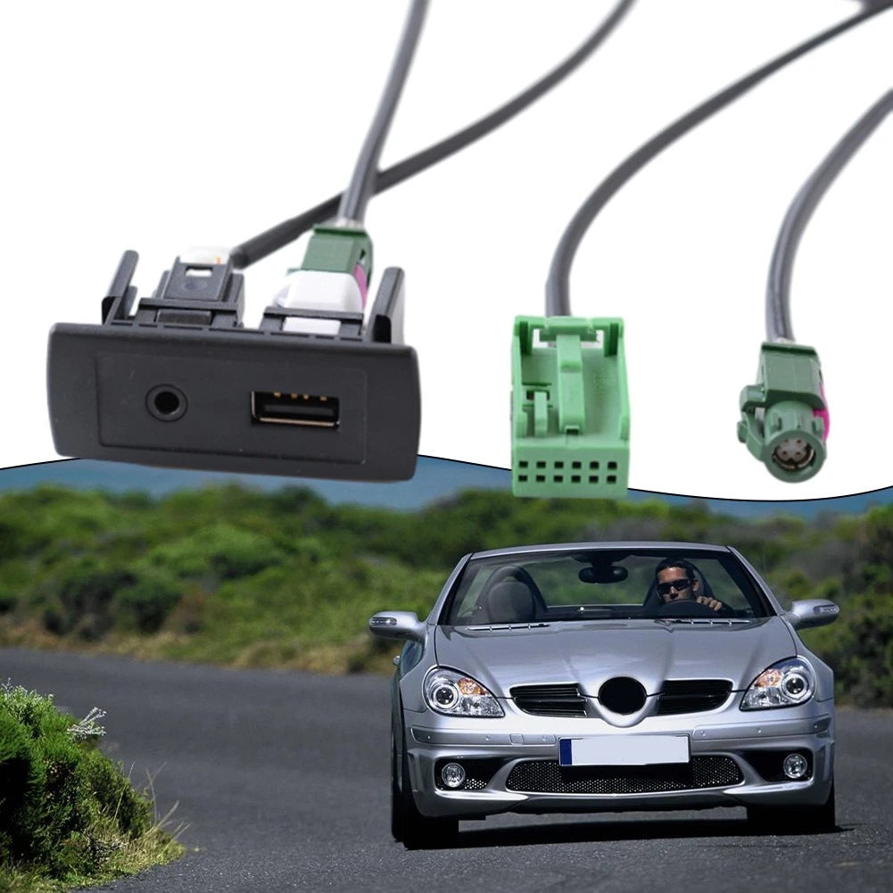 Car USB AUX Connector with Wire Harness for SLK SL (2008)
