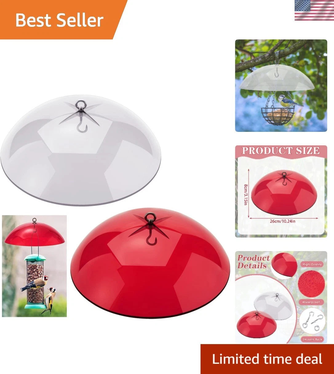 2-Pack 10-Inch Squirrel Baffles for Bird Feeders - Weatherproof Covers
