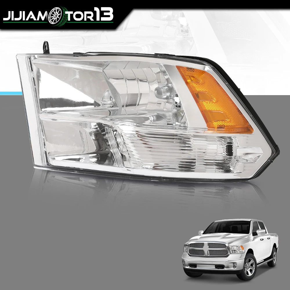 Quad Amber Chrome Headlight for Dodge Ram 1500 2500 3500 (2009–2018) - JIJIA020605, 68001484AE, 68001484AG, CH2519135, CH2502217
