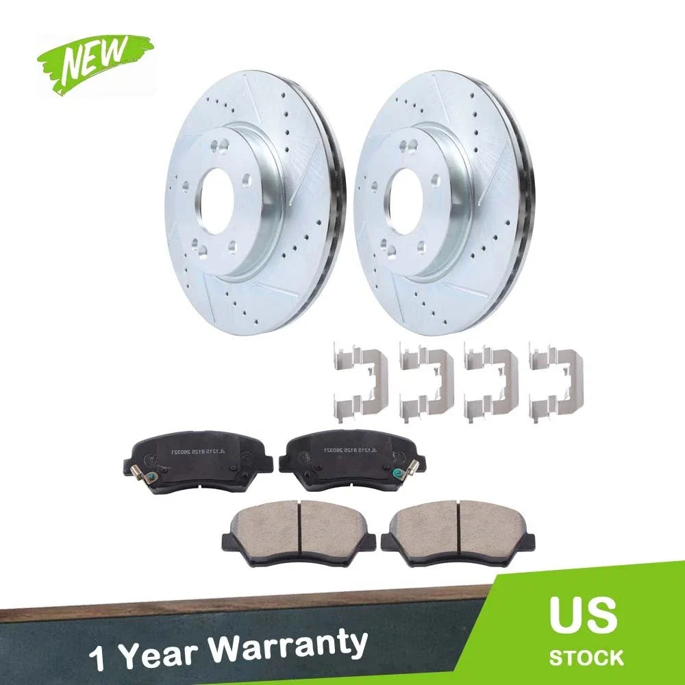 Front Drilled Brake Rotors & Ceramic Brake Pads for Hyundai Elantra Coupe (2013)