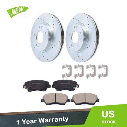 Front Drilled Brake Rotors & Ceramic Brake Pads for Hyundai Elantra Coupe (2013)