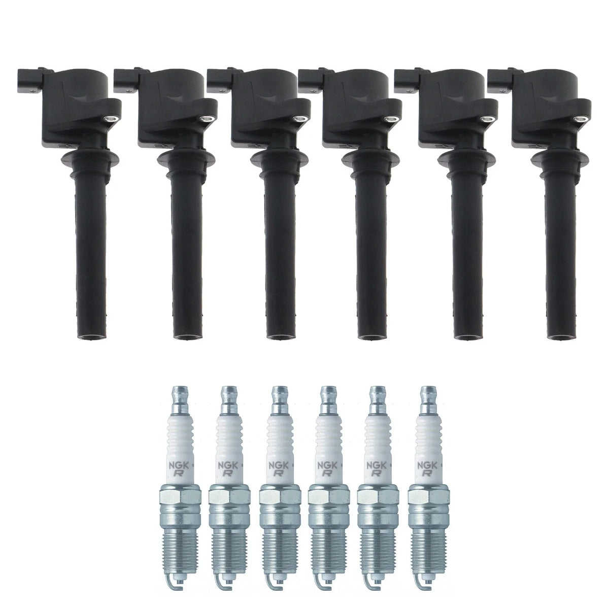Set of 6 Ignition Coils & NGK V-Power Spark Plugs for Mazda 6 (2003–2004)