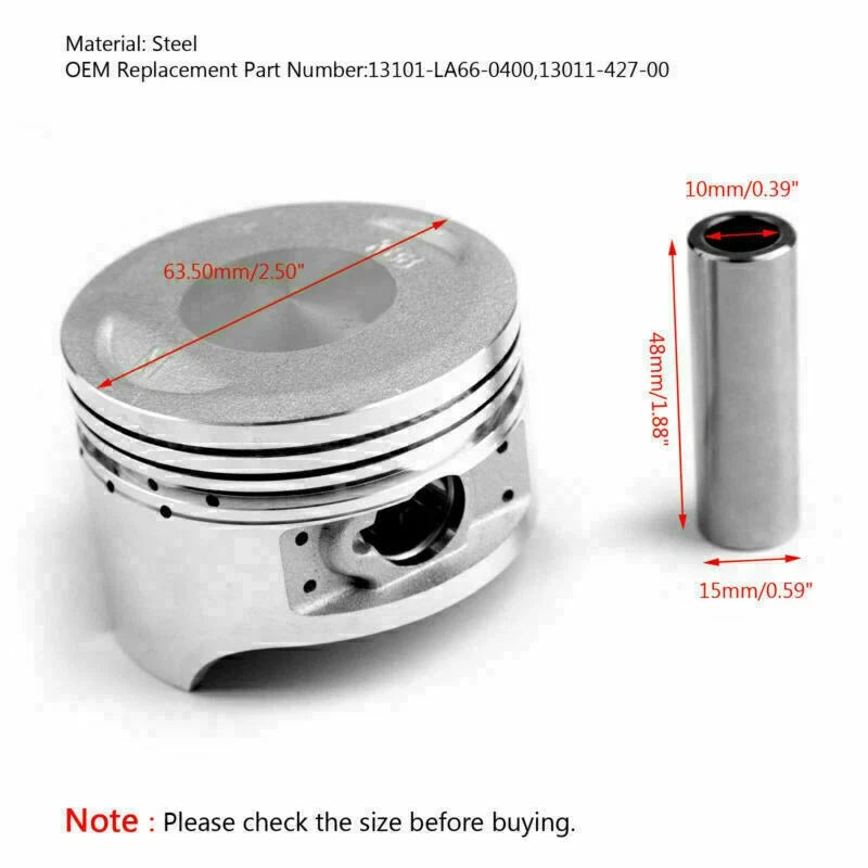 Piston Kit STD 63.5mm x 45.5mm for Honda CG200 (2000–2023) 13101-LA66-04 T9