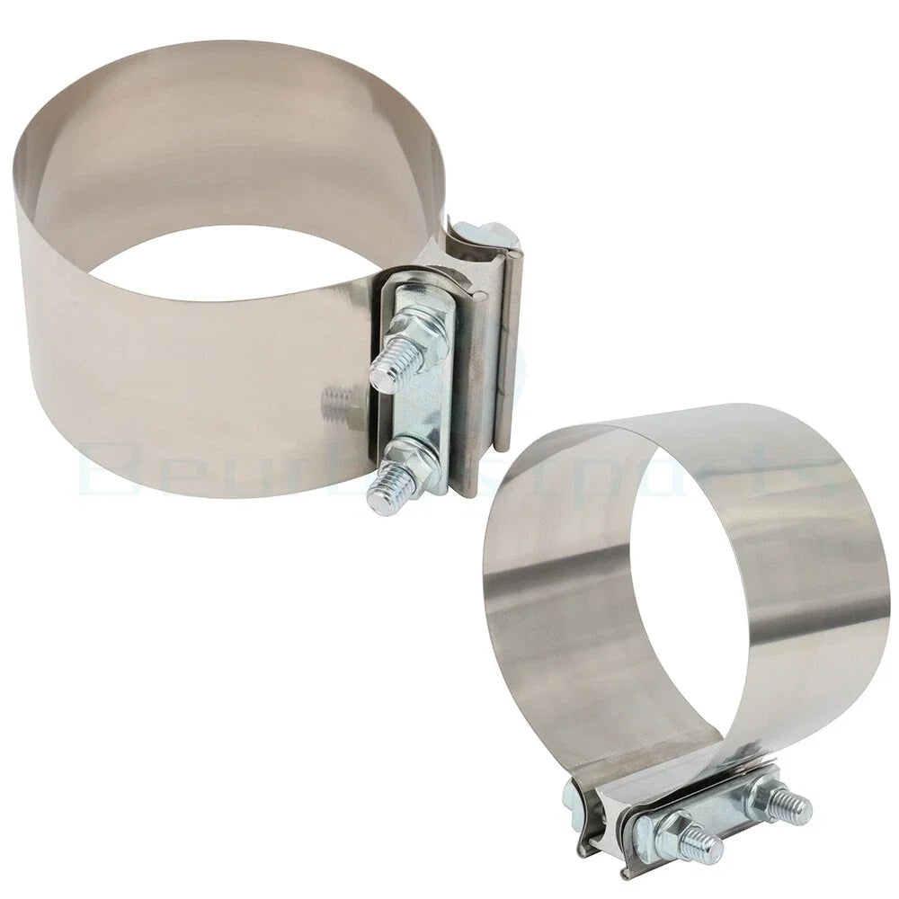 2X 5" Universal Zinc Plated Iron Butt Joint Band Exhaust Clamp
