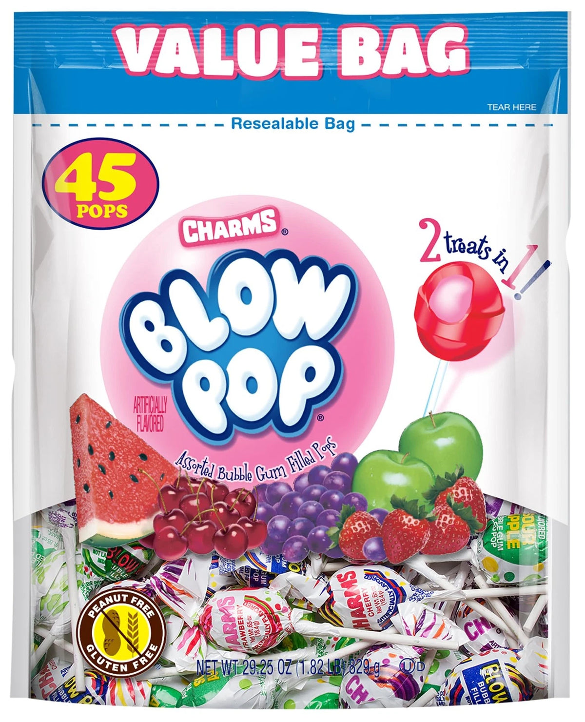 45 Count Charms Blow Pop Lollipops - Assorted Flavors
