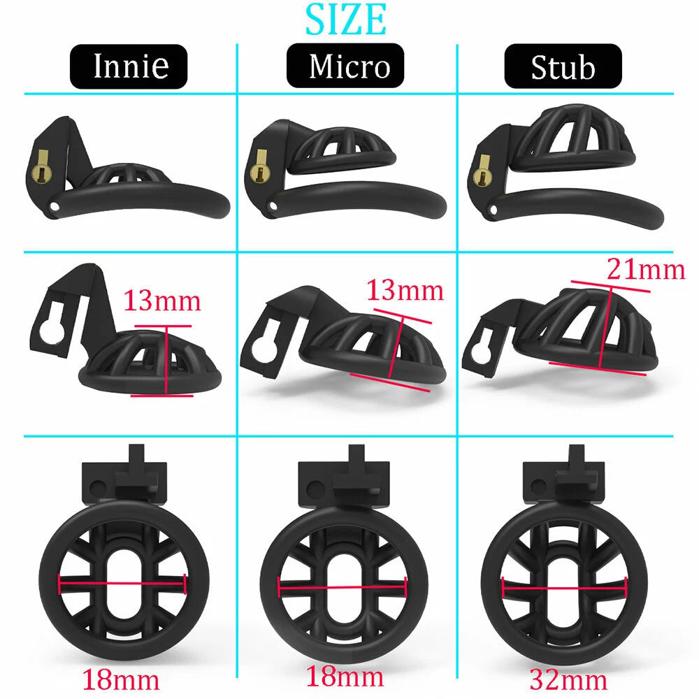 Positive/Negative Male Chastity Cage with 4 Rings for Universal Fit