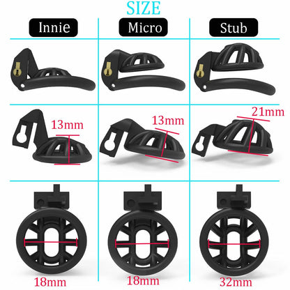 Positive/Negative Male Chastity Cage with 4 Rings for Universal Fit