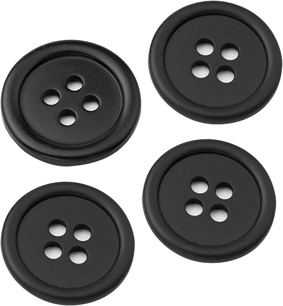100pcs Black Round Resin Buttons for Crafting (1 Inch)