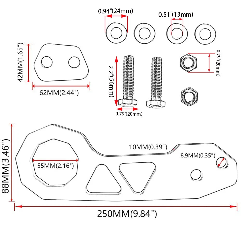 Universal JDM Style Aluminum Alloy Racing Tow Hook for All Cars