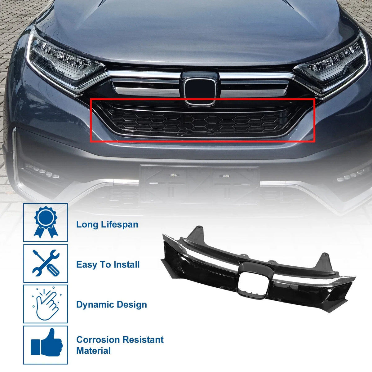Front Lower Hood Bumper Grille for Honda CR-V (2015–2016) No. 71121T1WA01