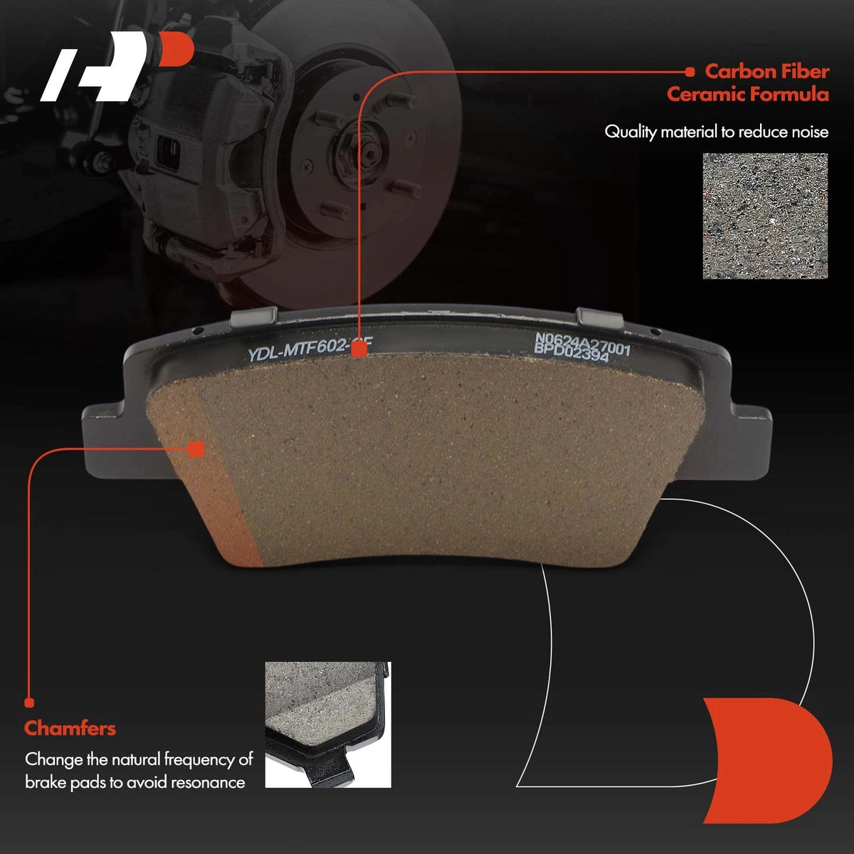 Set of 4 Rear Ceramic Brake Pads for Genesis G80 (2021–2022) P-2394