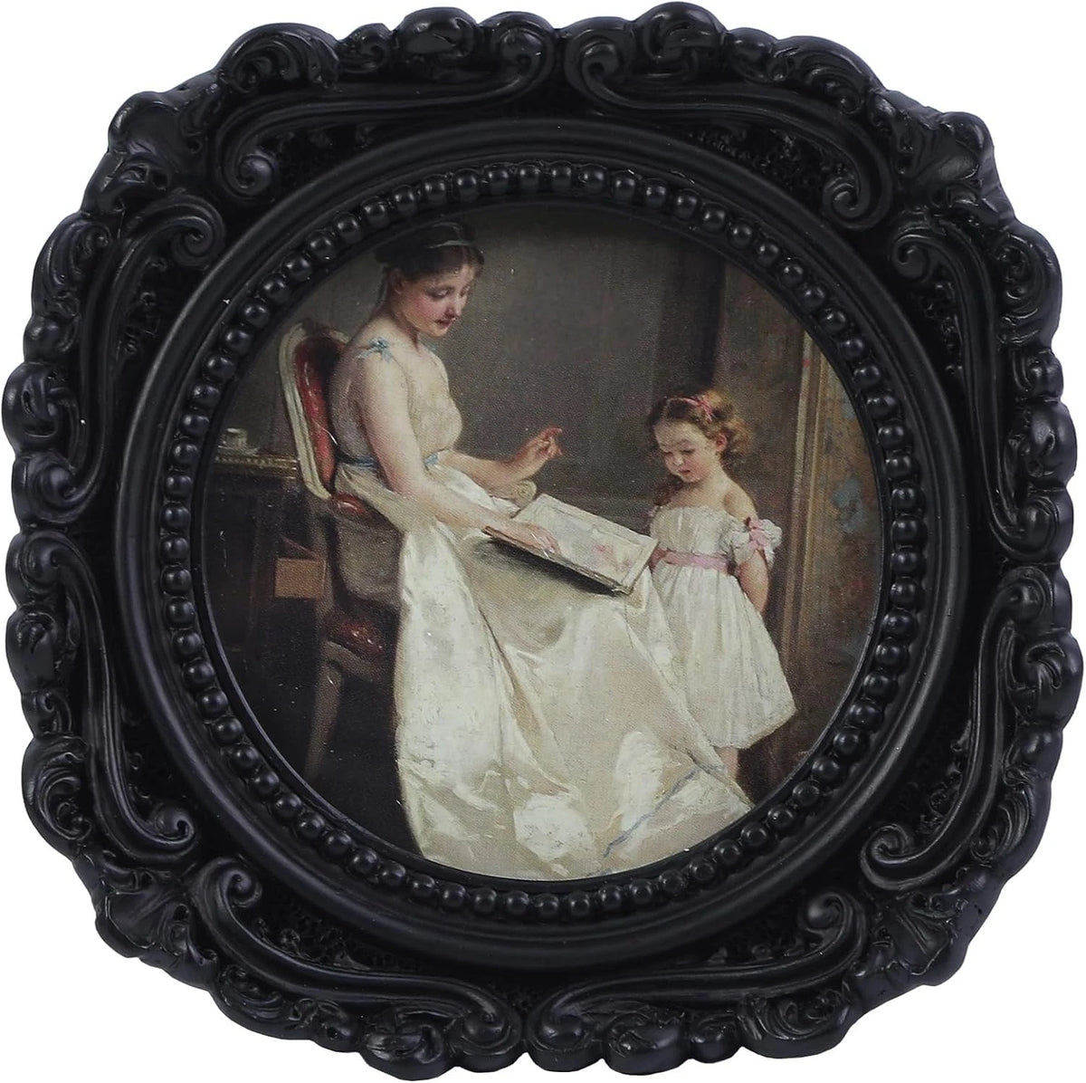 Antique Ornate Black Picture Frames Set of 3 (3X3 Round)