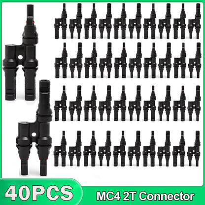 20 Pairs T Branch Connectors for Solar Panels (No Specific Years)